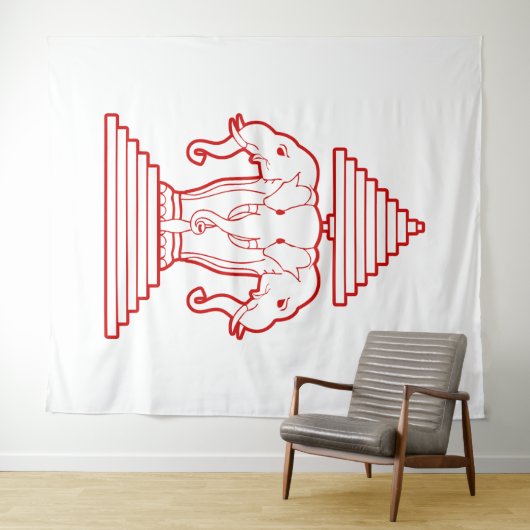 Erawan Three Headed Elephant Lao / Laos Flag タペストリー (インサイチュ(横))