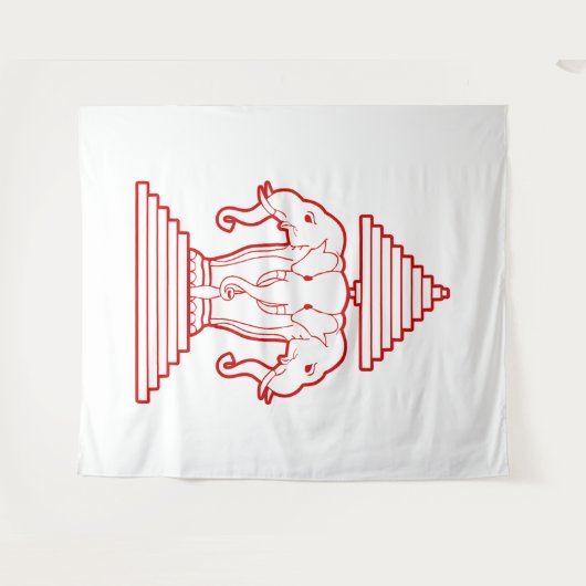 Erawan Three Headed Elephant Lao / Laos Flag タペストリー (正面(横))