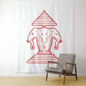 Erawan Three Headed Elephant Lao / Laos Flag タペストリー (インサイチュ)