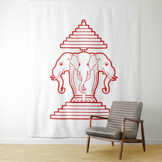 Erawan Three Headed Elephant Lao / Laos Flag タペストリー (インサイチュ)