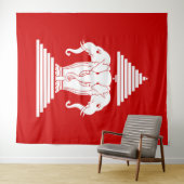 Erawan Three Headed Elephant Lao / Laos Flag タペストリー (インサイチュ(横))