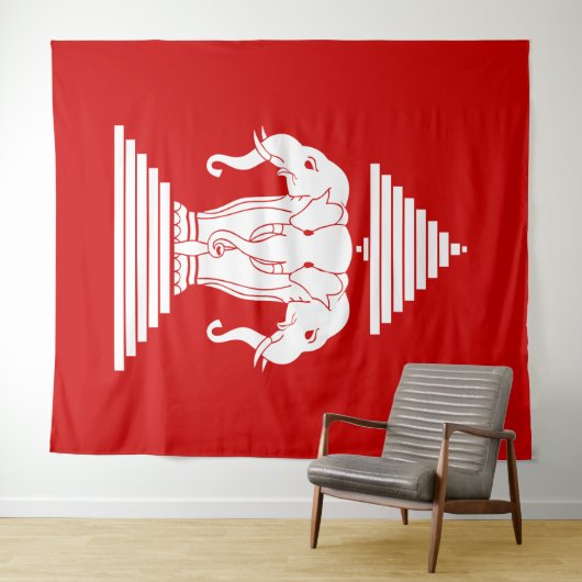 Erawan Three Headed Elephant Lao / Laos Flag タペストリー (インサイチュ(横))