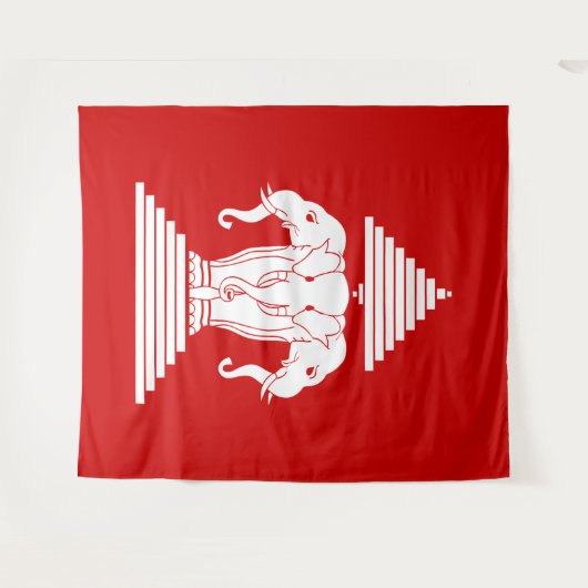 Erawan Three Headed Elephant Lao / Laos Flag タペストリー (正面(横))