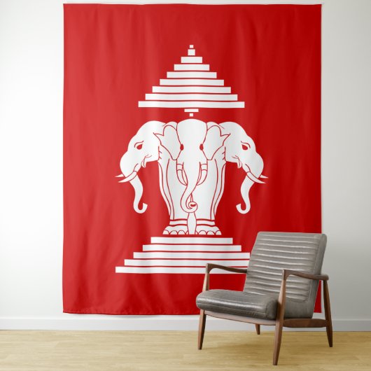 Erawan Three Headed Elephant Lao / Laos Flag タペストリー (インサイチュ)