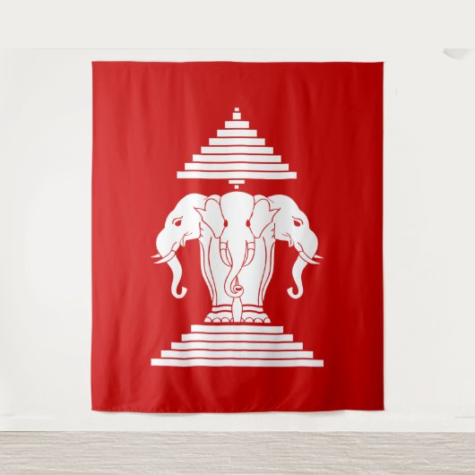 Erawan Three Headed Elephant Lao / Laos Flag タペストリー (正面)