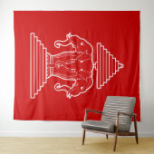 Erawan Three Headed Elephant Lao / Laos Flag タペストリー (インサイチュ(横))