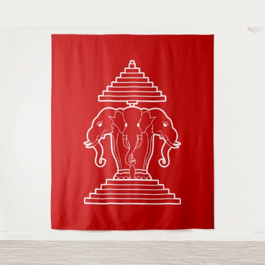 Erawan Three Headed Elephant Lao / Laos Flag タペストリー (正面)