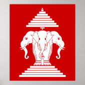 Erawan Three Headed Elephant Lao / Laos Flag ポスター (正面)