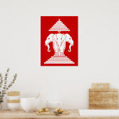 Erawan Three Headed Elephant Lao / Laos Flag ポスター (キッチン)