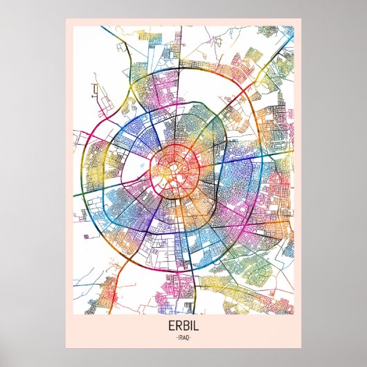 Erbil Iraq City Map ポスター (正面)