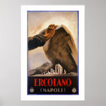 Ercolano Naples Italian art deco travel ad ポスター<br><div class="desc">Newly,  beautifully restored and retouched from an original vintage poster.
Showing symbolically the excavation of the ancient city of Herculaneum,  destroyed by the Vesuvius eruption of 79 CE.</div>