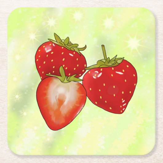 Erdbeeren  スクエアペーパーコースター (正面)