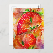 Erdbeeren in Aquarell. Gemalte Früchte. ポストカード (正面/裏面)