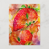 Erdbeeren in Aquarell. Gemalte Früchte. ポストカード (正面)