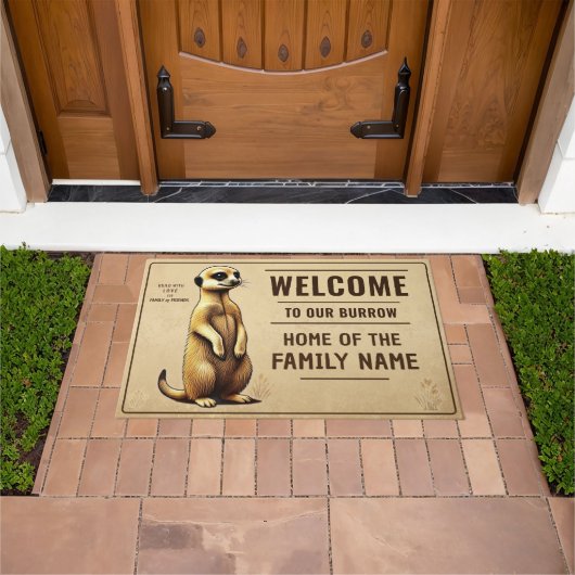 Erdmännchen Welcome personalisierbar für Familie ドアマット (室外)