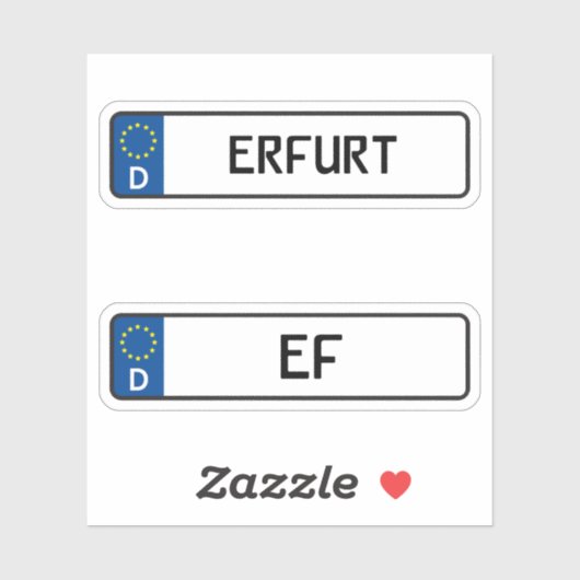 Erfurt kennzeichen、ドイツ自動車免許プレート シール (シート)