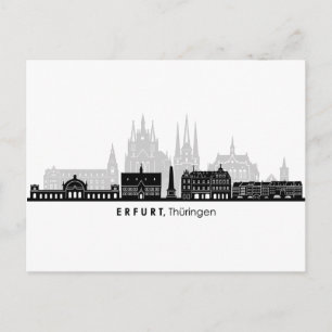 ERFURT Thuringiaドイツシティスカイラインシルエット ポストカード