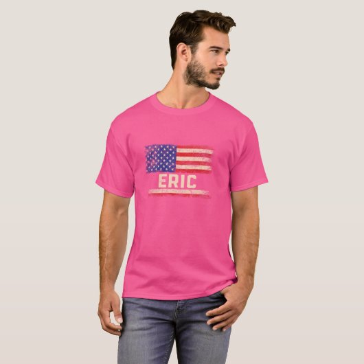 Eric First Name Shirt Eric Name American Flag Tシャツ (正面フル)