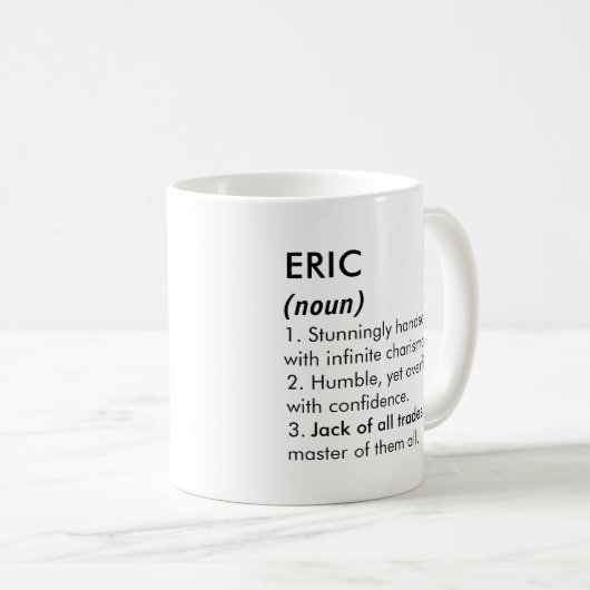 Eric name, Editable name, Custom name コーヒーマグカップ (正面右)