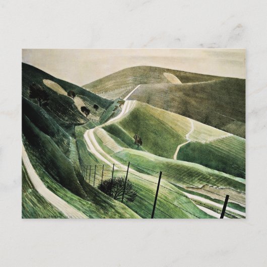 Eric Ravilious – チョークパス、有名なアートワーク ポストカード (正面)