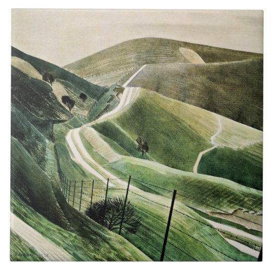 Eric Ravilious – 有名なチョーク絵画パス、 タイル (正面)