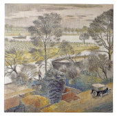 Eric Ravilious art、River Thames、Chiswick Eyot タイル (正面)