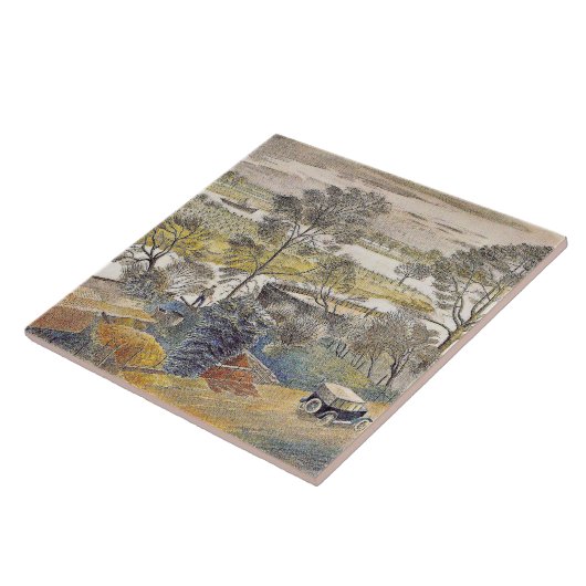 Eric Ravilious art、River Thames、Chiswick Eyot タイル (側面)