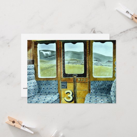 Eric Ravilious art、Train Landscape カード (正面/裏面インサイチュ)