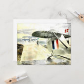 Eric Ravilious art、Walrus Aircraft on Slipway カード (正面/裏面インサイチュ)