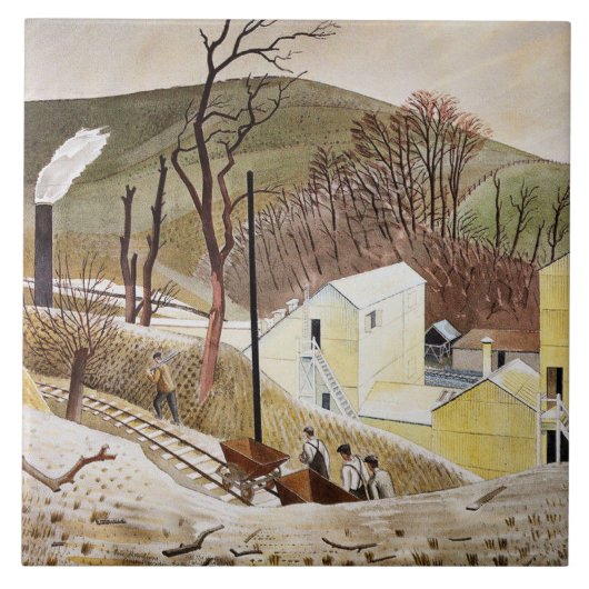 Eric Ravilious - Cement Works No. 2 タイル (正面)