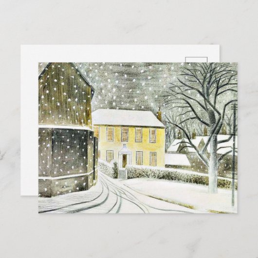 Eric Ravilious - Hallstead Road in Snow, ポストカード (正面/裏面)