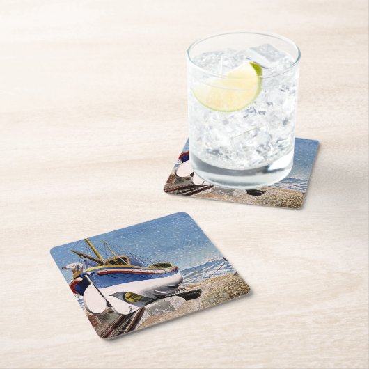 Eric Ravilious - Lifeboat at Adelburgh,  スクエアペーパーコースター (インサイチュ)