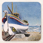 Eric Ravilious - Lifeboat at Adelburgh,  スクエアペーパーコースター (正面)