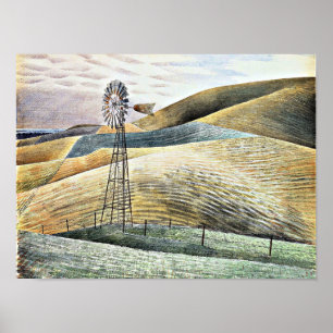 Eric Ravilious painting, Windmill ポスター