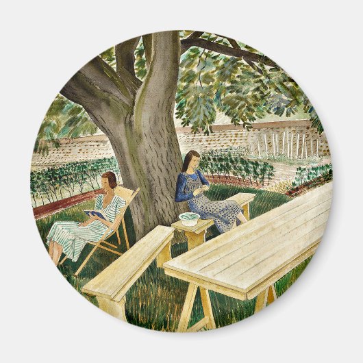 Eric Ravilious - Two Women in a Garden, fine art マグネット (正面)