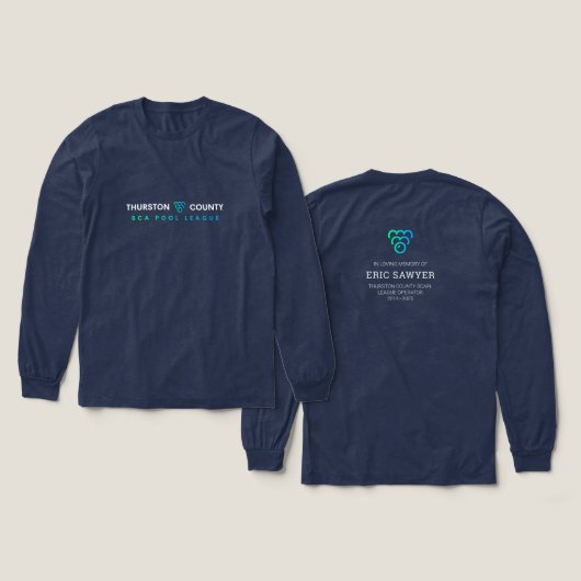 Eric Sawyer Memorial Navy Long-sleeved Women's トライブレンドＴシャツ (デザイン 正面＆背面)
