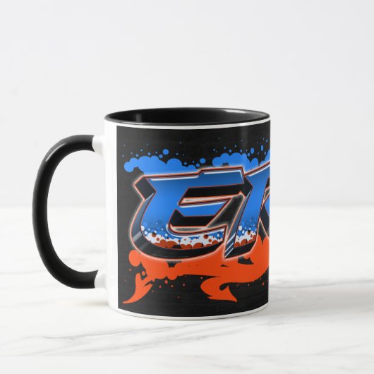 Eric Vorname Name Graffiti blue orange Tasse マグカップ (左)