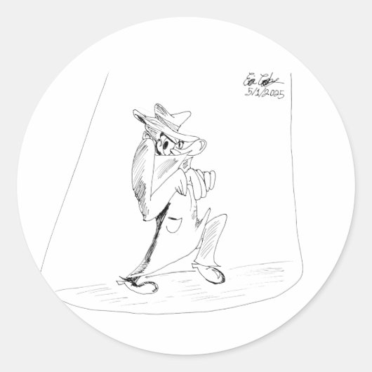 Erica Crooks Comics - sneaky villain man ラウンドシール (正面)