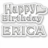 Erica Happy Birthday silver Aufkleber Sticker シール (正面)