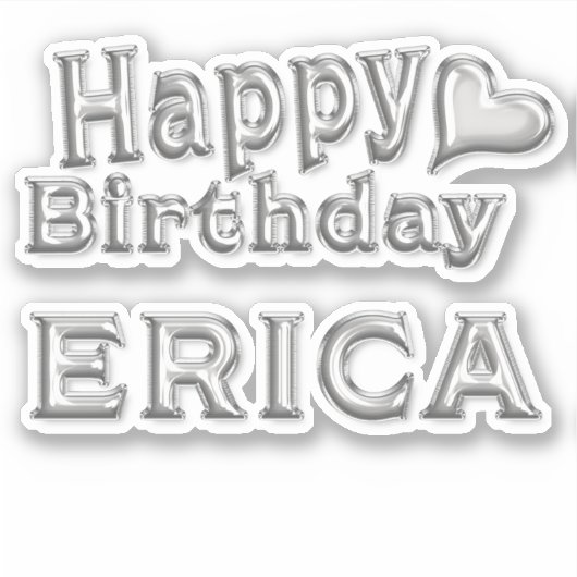 Erica Happy Birthday silver Aufkleber Sticker シール (正面)