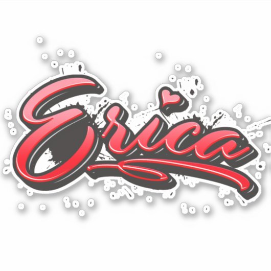 Erica red Heart Graffiti Aufkleber Sticker シール (正面)