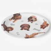 Eridox赤いチョコレートダックスフントは子犬をまだらにします ペーパープレート (アングル)