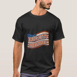 Erie City Pennsylvania American Flag Tシャツ