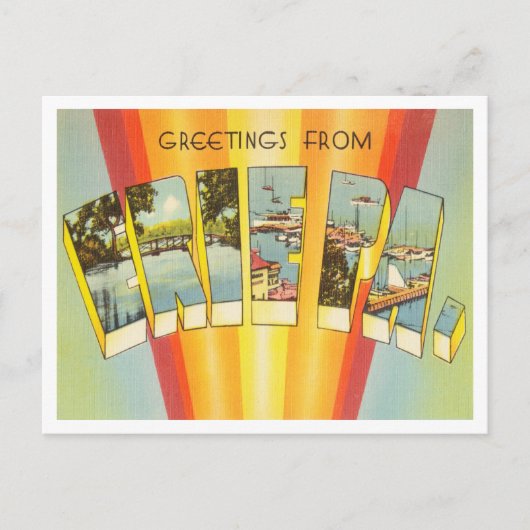 Erie, Pennsylvania Vintage Travelからの挨拶 ポストカード (正面)