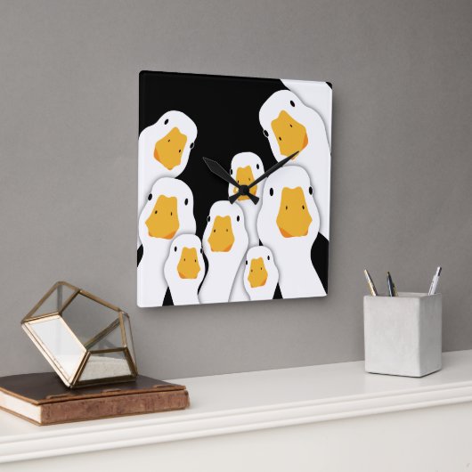 Erie Surveillance:宇宙からのGeese Monitoring スクエア壁時計 (オフィス)