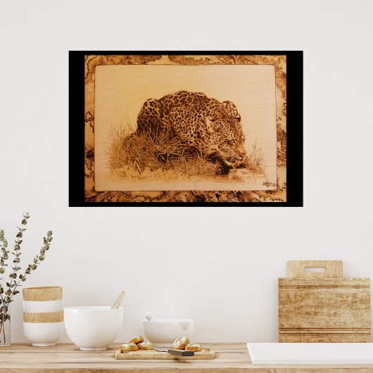 Erik BrushによるLeopardの飲用 ポスター (キッチン)