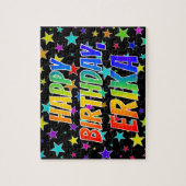 「ERIKA」名、おもしろい「ハッピーバースデー」 ジグソーパズル (縦)