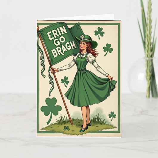Erin Go Bragh ビンテージ アイリッシュ カード (正面)