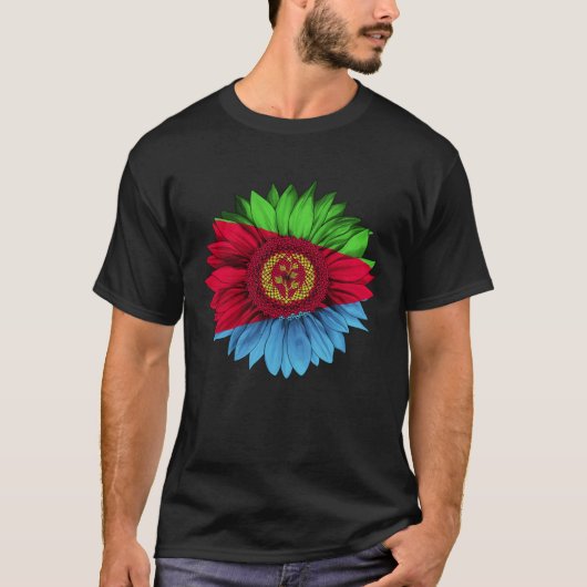 Eritrea Flag Sunflower Eritrean Roots Proud Patrio Tシャツ (正面)