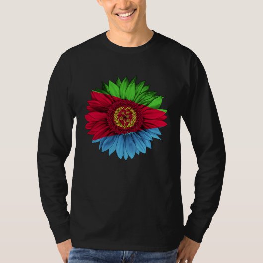 Eritrea Flag Sunflower Eritrean Roots Proud Patrio Tシャツ (正面)